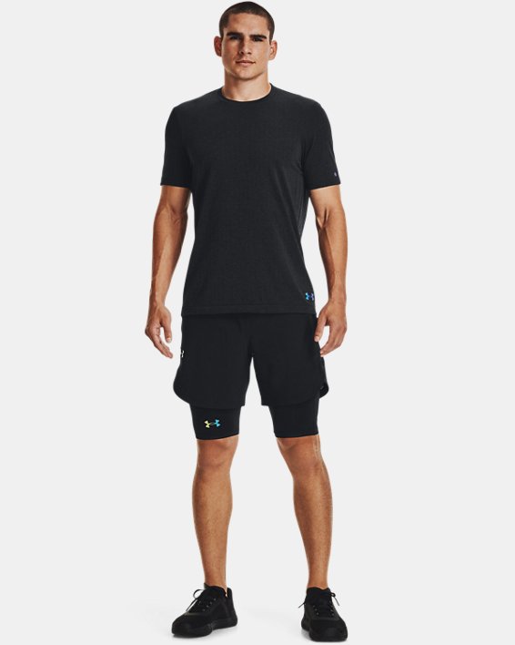 Men's UA RUSH™ Seamless Short Sleeve in Black image number 2